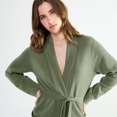 Kimono long col châle en laine cachemire DOUCEUR CACHEMIRE LAURENCE TAVERNIER