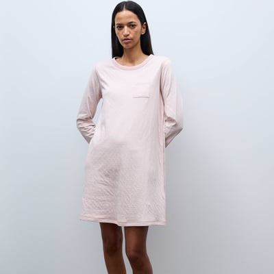 Chemise de nuit à pois et rayures en coton double face BIO MONOPRIX