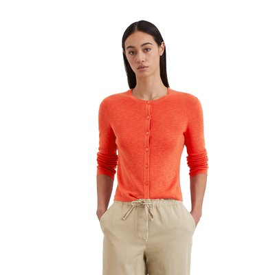 Cardigan en maille fine slim en fil de slub de coton et de lin MARC O'POLO