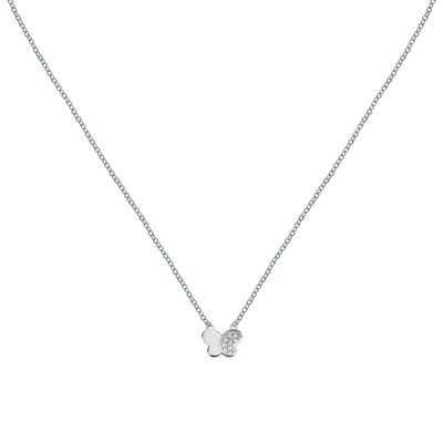 Collier en acier, cristaux, SILVER LA PETITE STORY