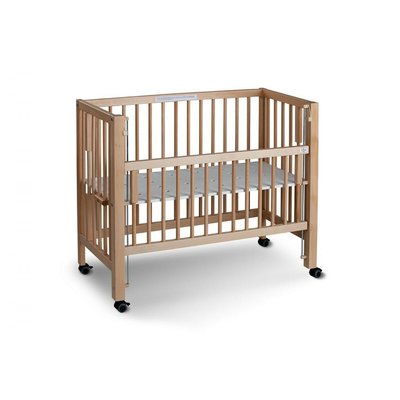 Lit bébé à barreaux cododo Maxi Boxspring en hêtre massif naturel 50x90 cm TISSI