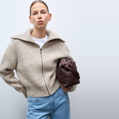 Cardigan zippé en maille côtelée contenant de la laine merinos MONOPRIX