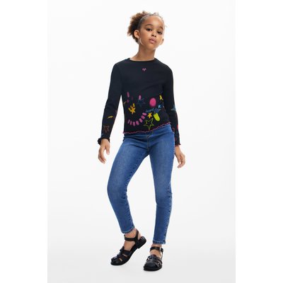 T-shirt côtelé motifs néon DESIGUAL