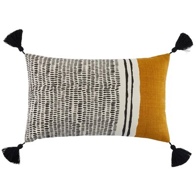 Housse de coussin en Coton imprimé graphique et pompons  MAHDI MADURA