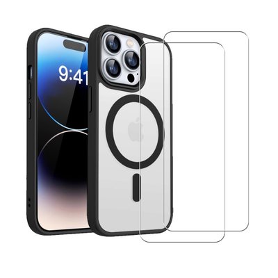 Coque Anti-choc compatible Magsafe pour Iphone 14 Pro + 2 vitres EVETANE