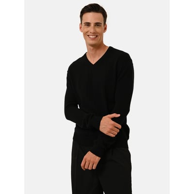 Pull Col V  Noir Tom JUST CASHMERE