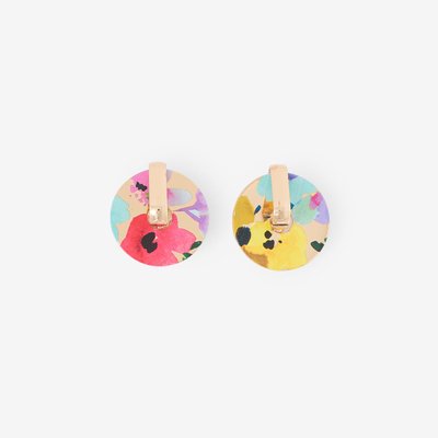 Boucles d'oreilles rondes à clips imprimées fleurs BALABOOSTE
