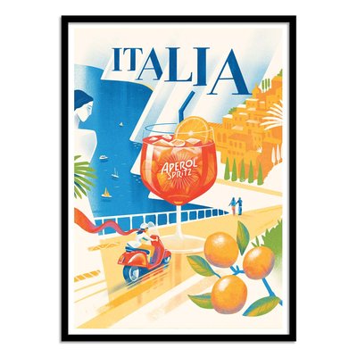 Affiche d’art et cadre noir 50 x 70 cm - Italia - Mark Harrison WALL EDITIONS