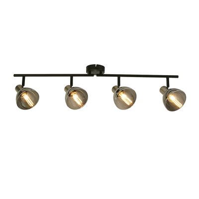 4 Light Smoked Glass and Satin Nickel Spotlight Ceiling Bar SO'HOME