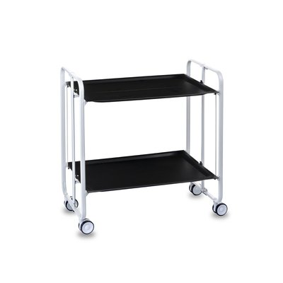 Table roulante pliante  BAUHAUS châssis blanc, 2 plateaux DON HIERRO