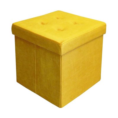Pouf coffre carré en velours synthétique capitonné JARDINDECO
