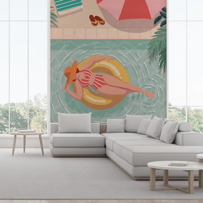 Papier peint sur papier piscines et farniente HEXOA