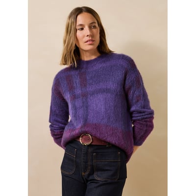 Pull manches longues en jacquard carreaux LA FEE MARABOUTEE