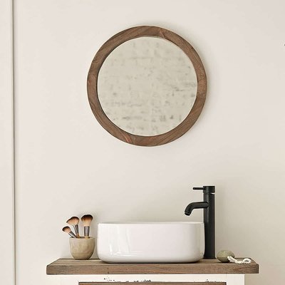Miroir en pin recyclé massif rond SEZANNE BERAH GETAH