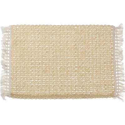 Set de table rectangulaire beige et blanc - 51x30cm WADIGA