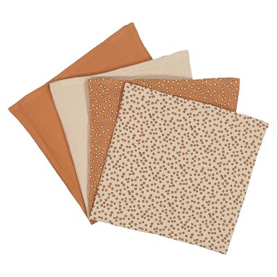 Pack of 4 Muslin Squares in Leopard Print Cotton LA REDOUTE COLLECTIONS