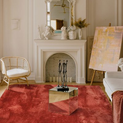 Tapis de salon à poils longs extra-doux ocre SAUVAGE THE DECO FACTORY