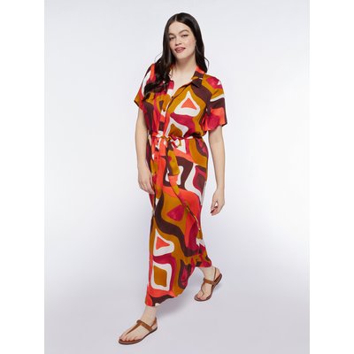 Robe longue imprimée en satin de viscose FIORELLA RUBINO