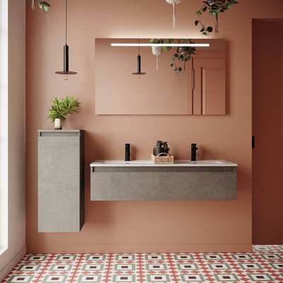 Ensemble double vasque 1 tiroir + miroir - HUDSON HOMIFAB