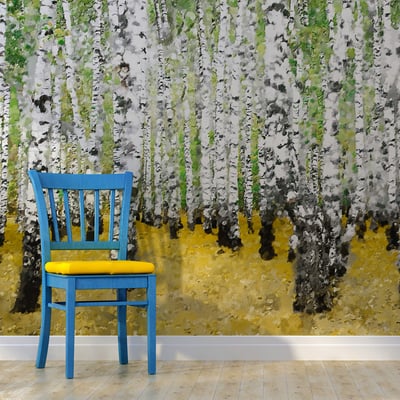 Papier peint intissé panoramique Paysage In birch grove... EDEN