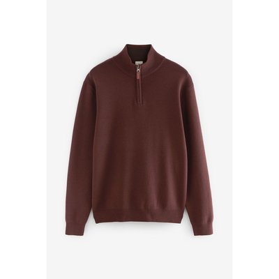 Pull haut de gamme uni à col zippé NEXT