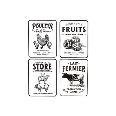 Plaque décorative en métal ferme 41x31 cm (Lot de 4) JARDINDECO