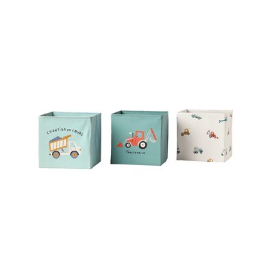 Lot de 3 bacs de rangement Engins de chantier VERTBAUDET