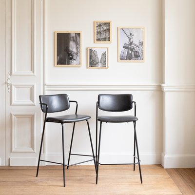 Tabourets de bar en simili, lot de 2, Léon, LÉON HAPPY GARDEN
