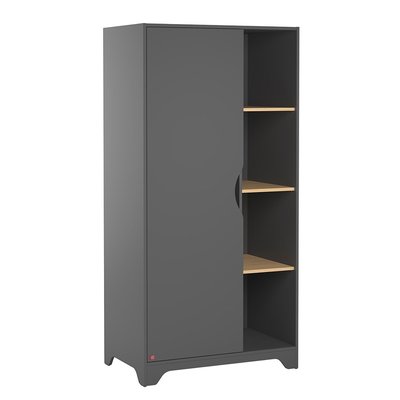 Armoire 1 Porte avec 2 Penderies et 3 Étagères Ouvertes L88.5cm - Leaf CALICOSY