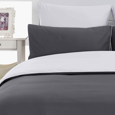 Parure housse de couette percale de coton avec 2 taies 50x70 cm ROSE WOOD BICOLORE SENSEI MAISON