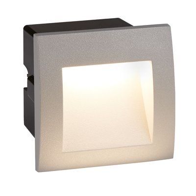 Indoor/Outdoor Recessed Grey Square LED Wall Light with Opal Diffuser SO'HOME