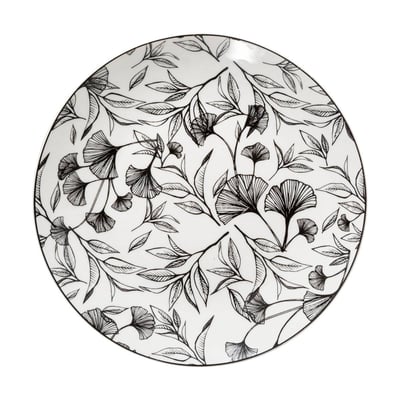 Lot de 6 assiettes à dessert en porcelaine BLACK FLORAL SECRET DE GOURMET