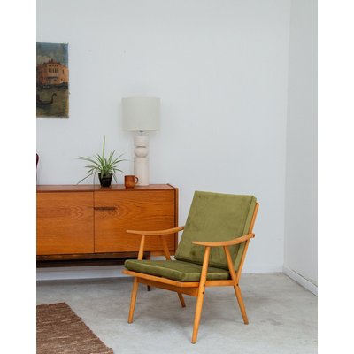 Fauteuil en velours vert Jakob N°429 - Bon état DEBONGOUT