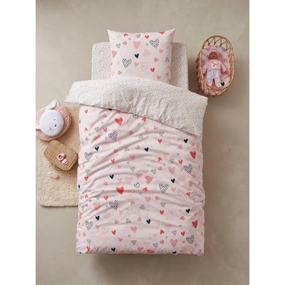 Parure housse de couette + taie d'oreiller enfant COEURS EN FETE Oeko-Tex® VERTBAUDET