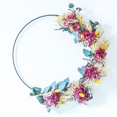 Couronne murale de fleurs séchées D30cm HELOISE RECONCILIATION VEGETALE