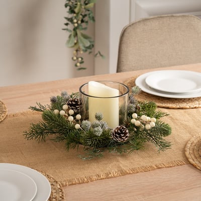30cm Winter Pine Candle Holder SO'HOME