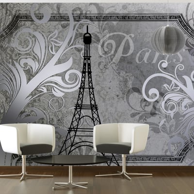 Papier peint intissé panoramique Vintage et Retro Vintage Paris - silver EDEN