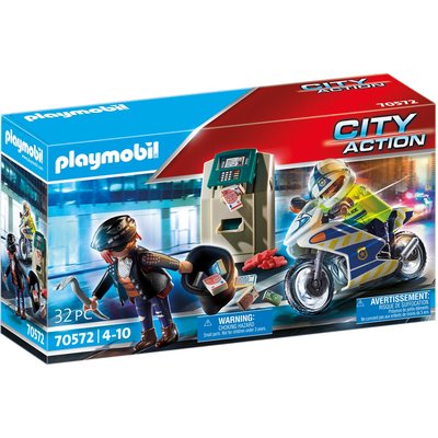 City Action Police Policier avec moto et voleur PLAYMOBIL