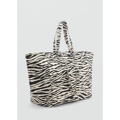 Sac shopper coton zèbre MANGO
