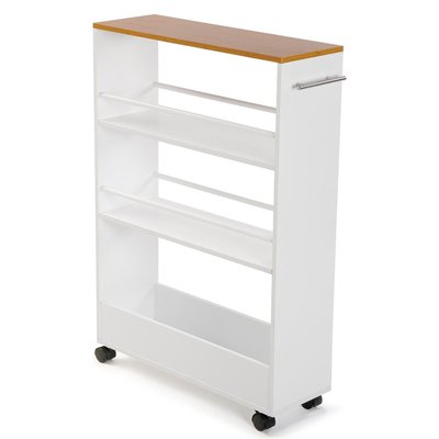 Desserte de cuisine sur roulettes blanc et bois 60x20x87.5cm VERSA