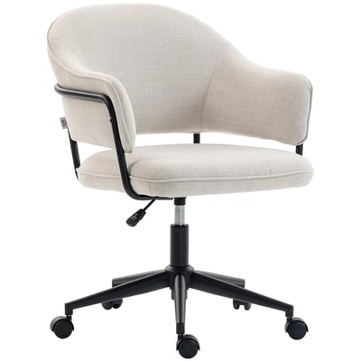 Chaise de bureau Lin (100% polyester) Blanc HOMCOM