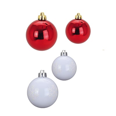 Kit de 27 boules de Noël – Rouge et Blanc EDEN