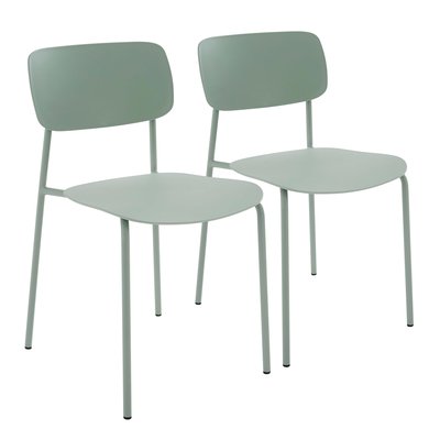 Lot de 2 chaises empilables en acier et plastique, CARLA OVIALA