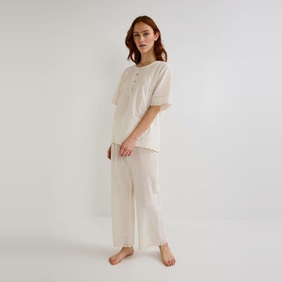 Pyjama avec détails broderies en coton BIO MONOPRIX
