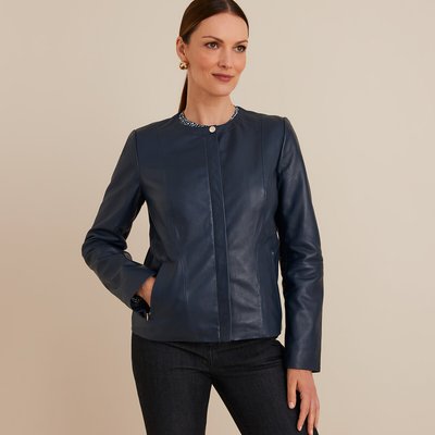Blouson cuir homme bleu marine hot sale