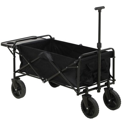 Chariot de jardin pliable multi-rangement noir OUTSUNNY