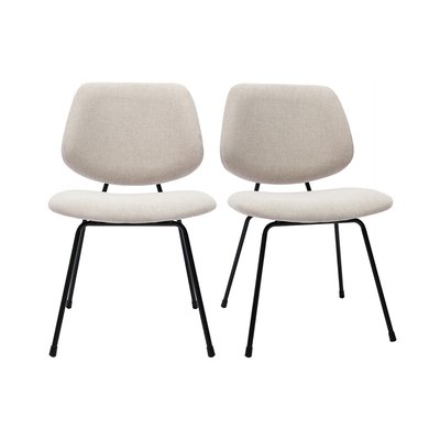 Chaises design en tissu effet velours et métal noir (lot de 2) BARNET MILIBOO