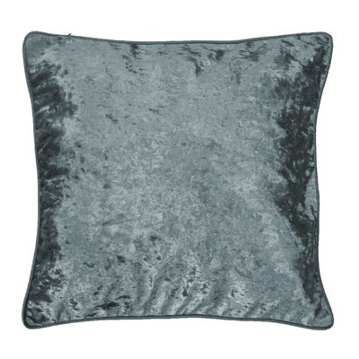 Housse de Coussin + Zippé avec encart Velours Uni Bleu Glacier 40 x 40 cm DOUCEUR D'INTÉRIEUR