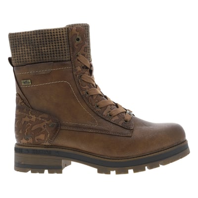 Bottines écrues à talon décroché bas avec des lacets et un zip latéral MUSTANG