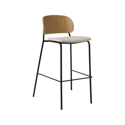 Chaise de bar 75 cm tissu et bois pieds métal - SOFIA CAMIF